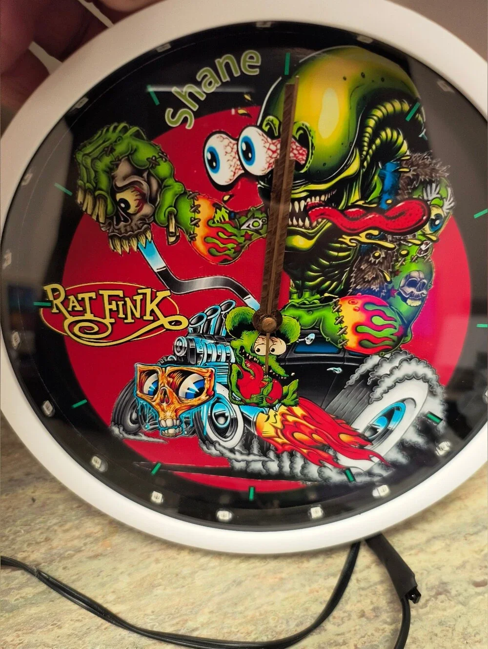 Monster Fink Kustom Kulture Art Neon Wall Clock in Personalized With Led Lights